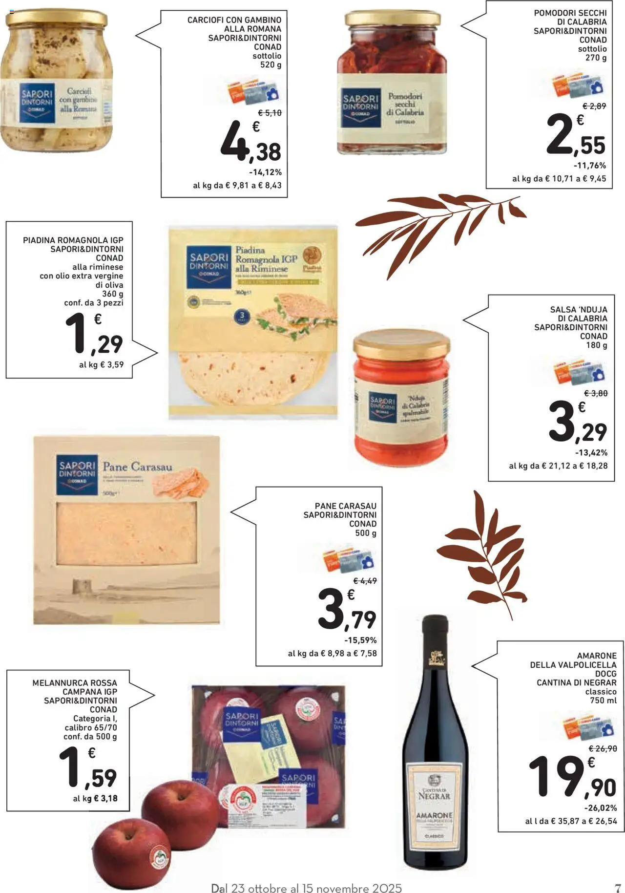 Volantino Conad del 23.10.2025 | Pagina: 7 | Prodotti: Pane, Salsa, Carciofi, Piadina