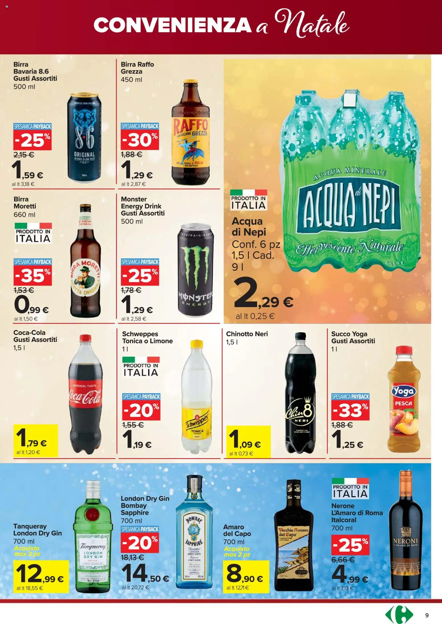 Volantino Carrefour del 18.12.2025 | Pagina: 9 | Prodotti: Succo, Limone, Pesca, Amaro