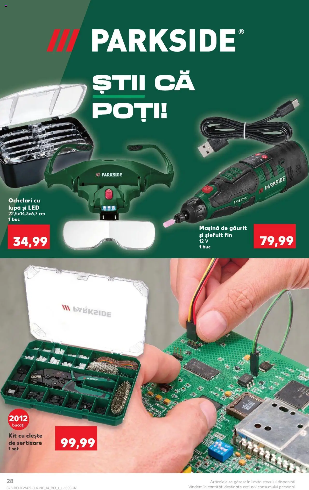 Noul catalog Kaufland – valabil de la 22.10.2025 | Pagină: 28 | Produse: Ochelari, Mașină de găurit, Clește, Babak