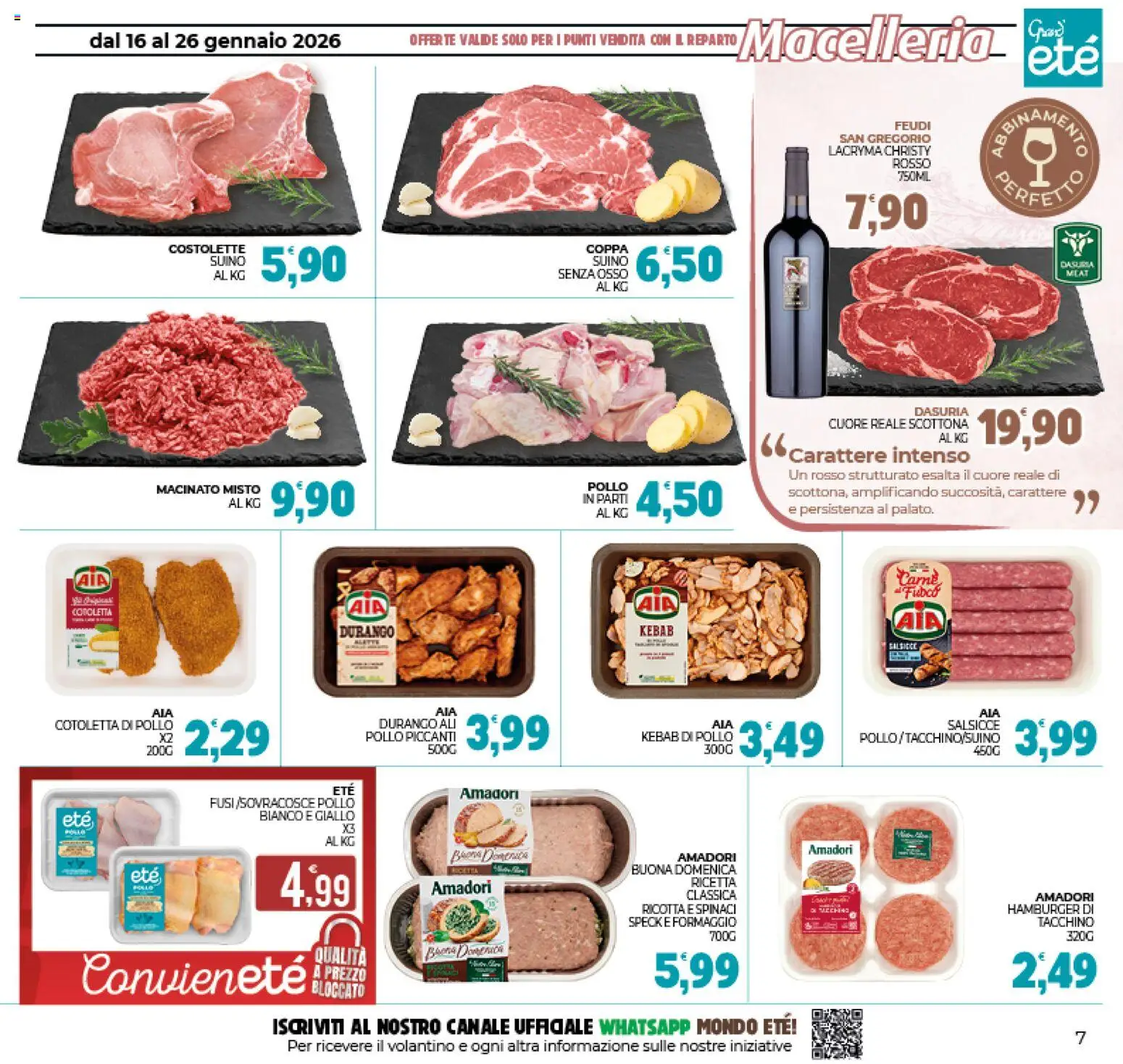 Volantino Eté del 16.01.2026 | Pagina: 7 | Prodotti: Suino, Formaggio, Hamburger, Macinato