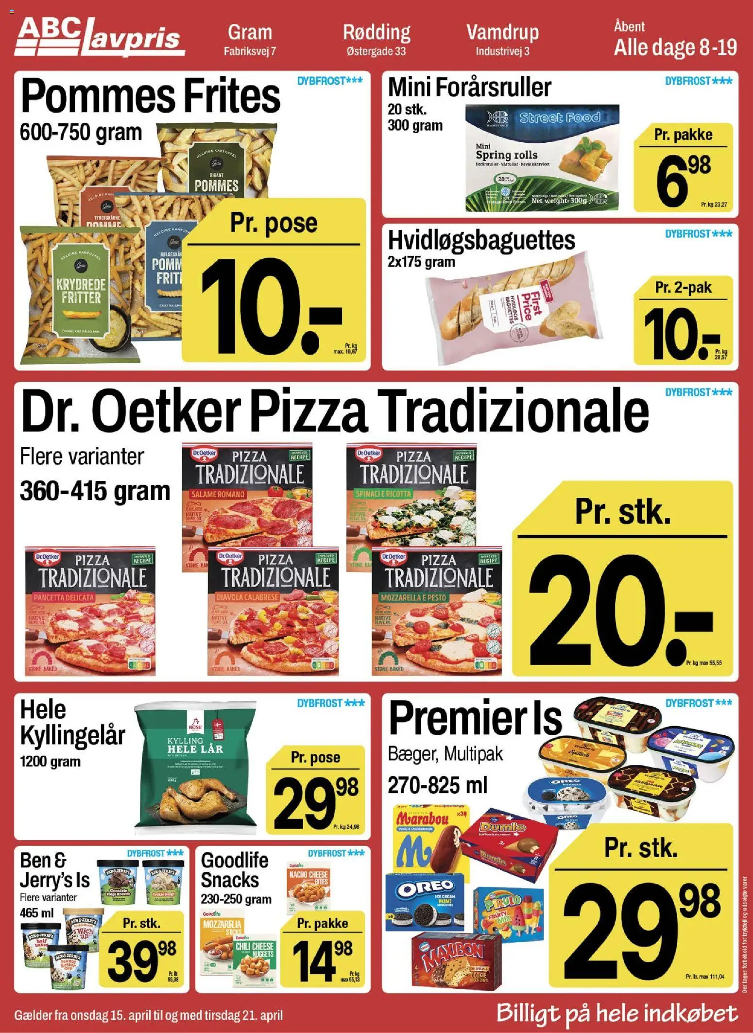 Abc Lavpris tilbudsavis – gyldig fra 15.04.2026 | Side: 5 | Produkter: Pommes frites, Is, Mozzarella, Oreo