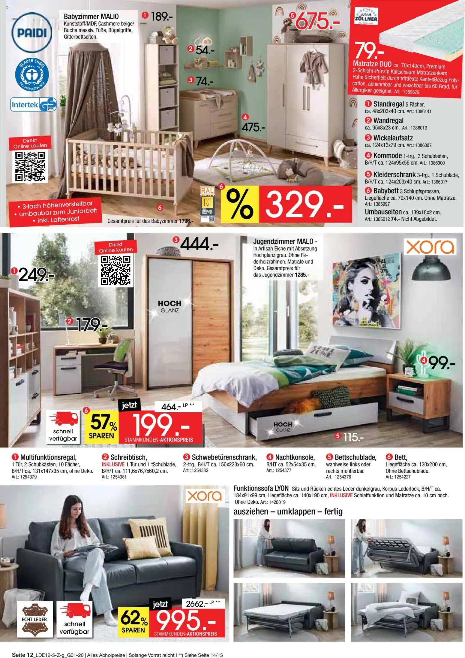 Zurbrüggen - Inventur-Verkauf – gültig ab 26.12.2025 | Seite: 12 | Produkte: Matratze, Kleiderschrank, Kommode, Babybett