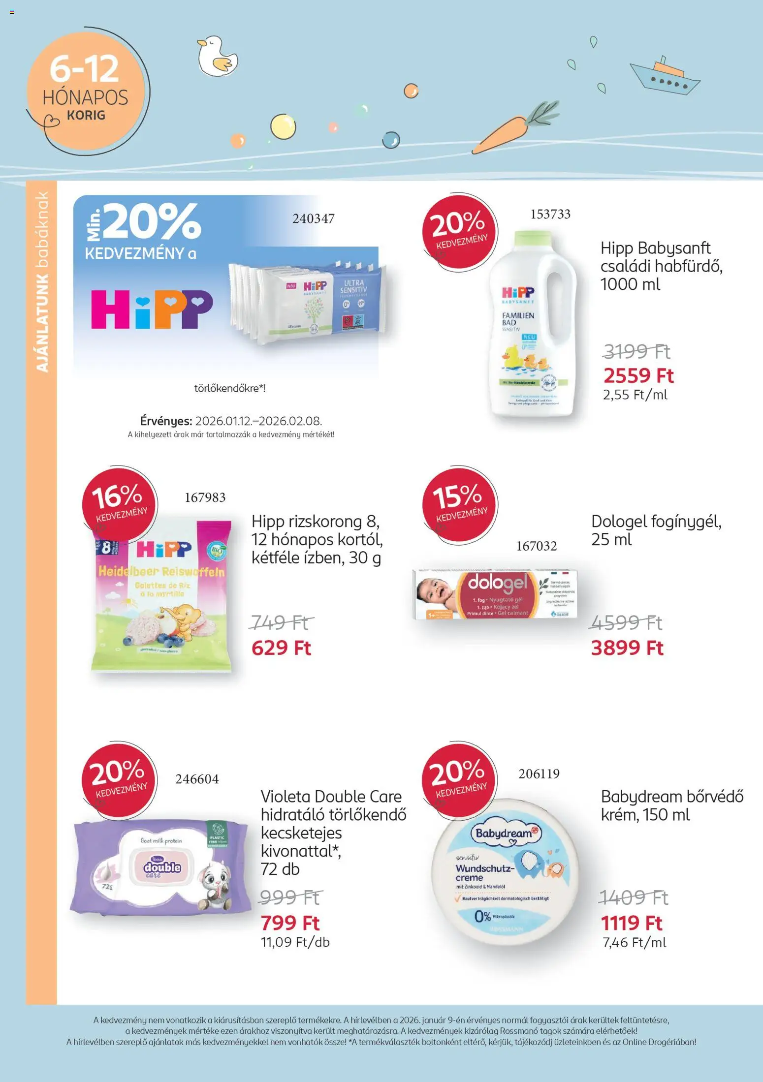 Rossmann akciós ujság - amely érvényes a következő dátumtól: 12.01.2026 | Oldal: 8 | Termékek: Törlőkendő, Protein