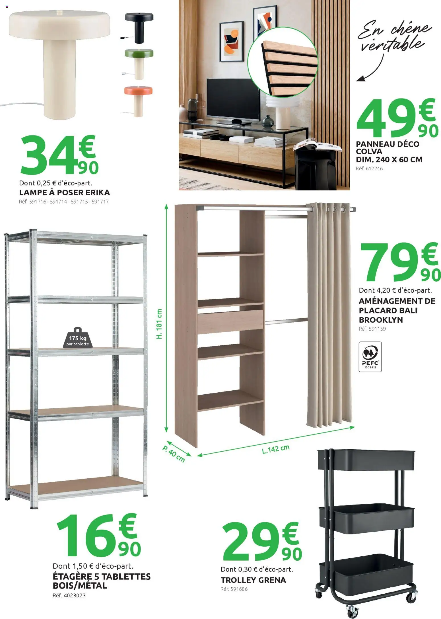 {H1} | Page: 2 | Produits: Tablette, Étagère, Lampe