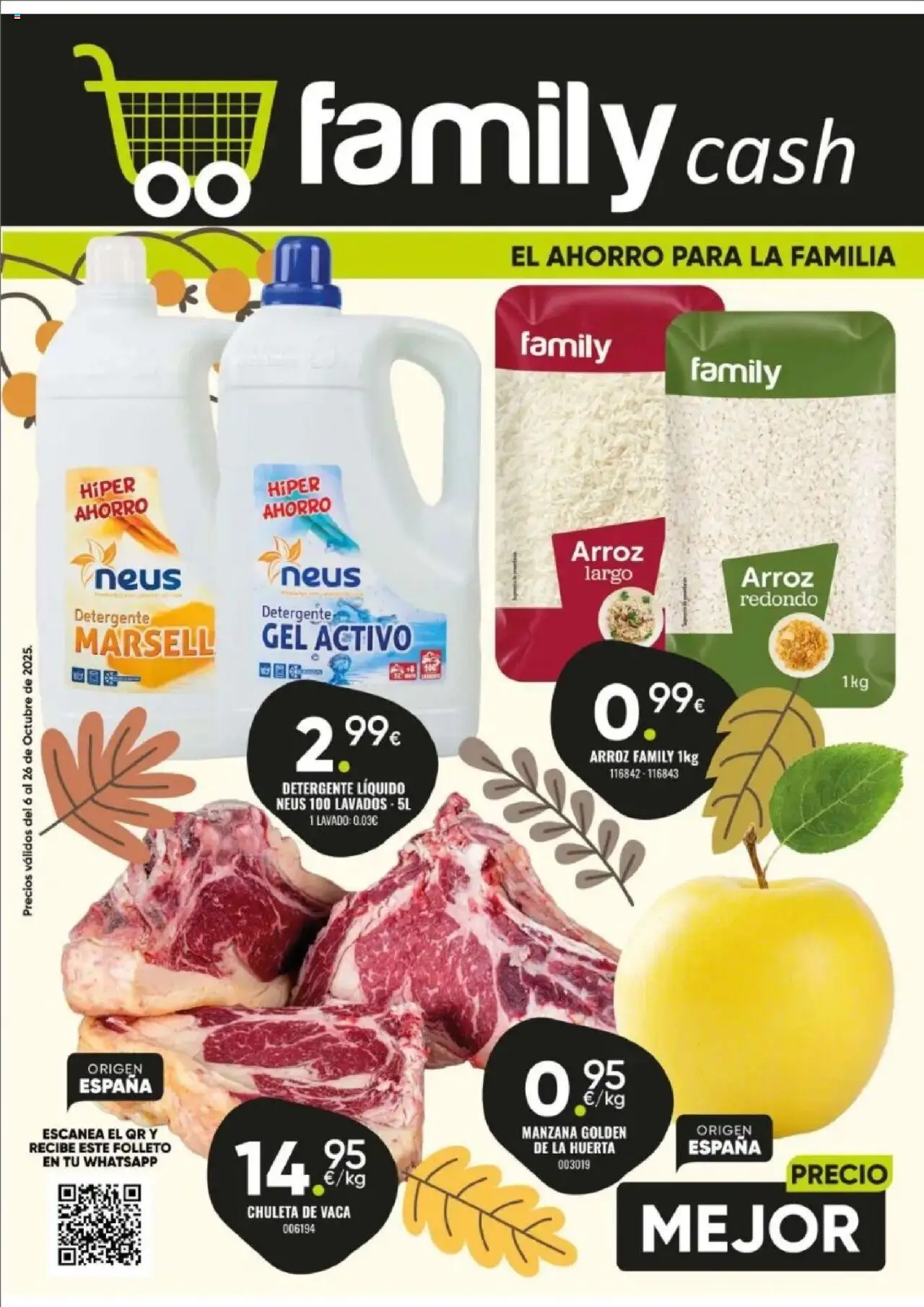 Family Cash folleto │ válido desde el 06.10.2025 | Página: 1 | Productos: Detergente, Arroz, Manzana, Detergente líquido