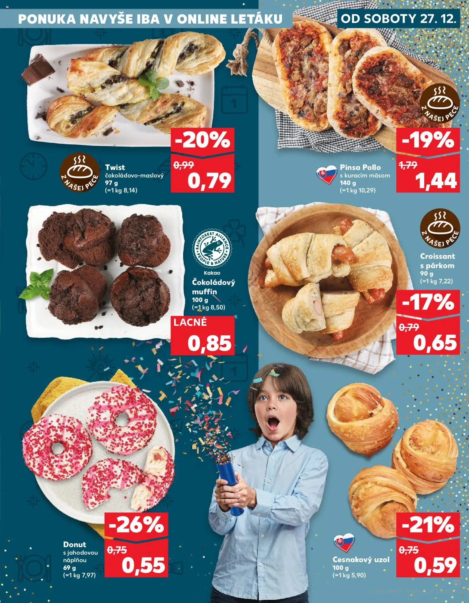 Nové Kaufland akcie – leták je platný od 27.12.2025 | Strana: 11 | Produkty: Donut, Croissant, Pec, Kakao