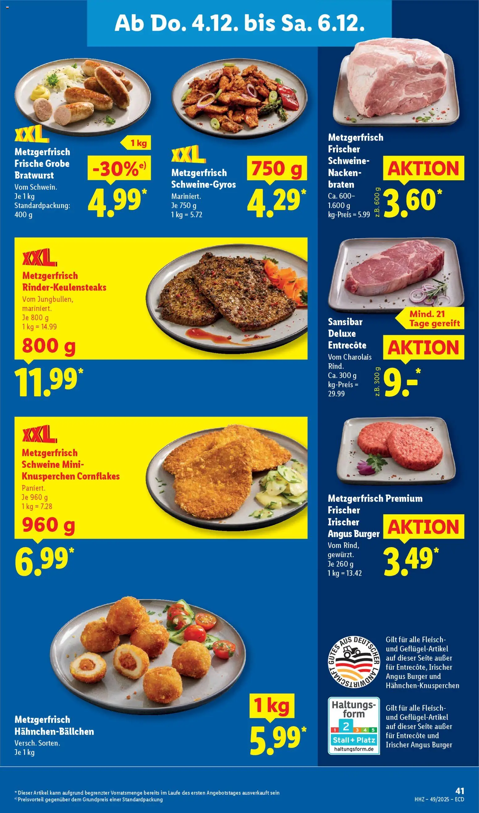 Lidl - Prospekt – gültig ab 01.12.2025 | Seite: 61 | Produkte: Bratwurst, Burger, Entrecote, Fleisch