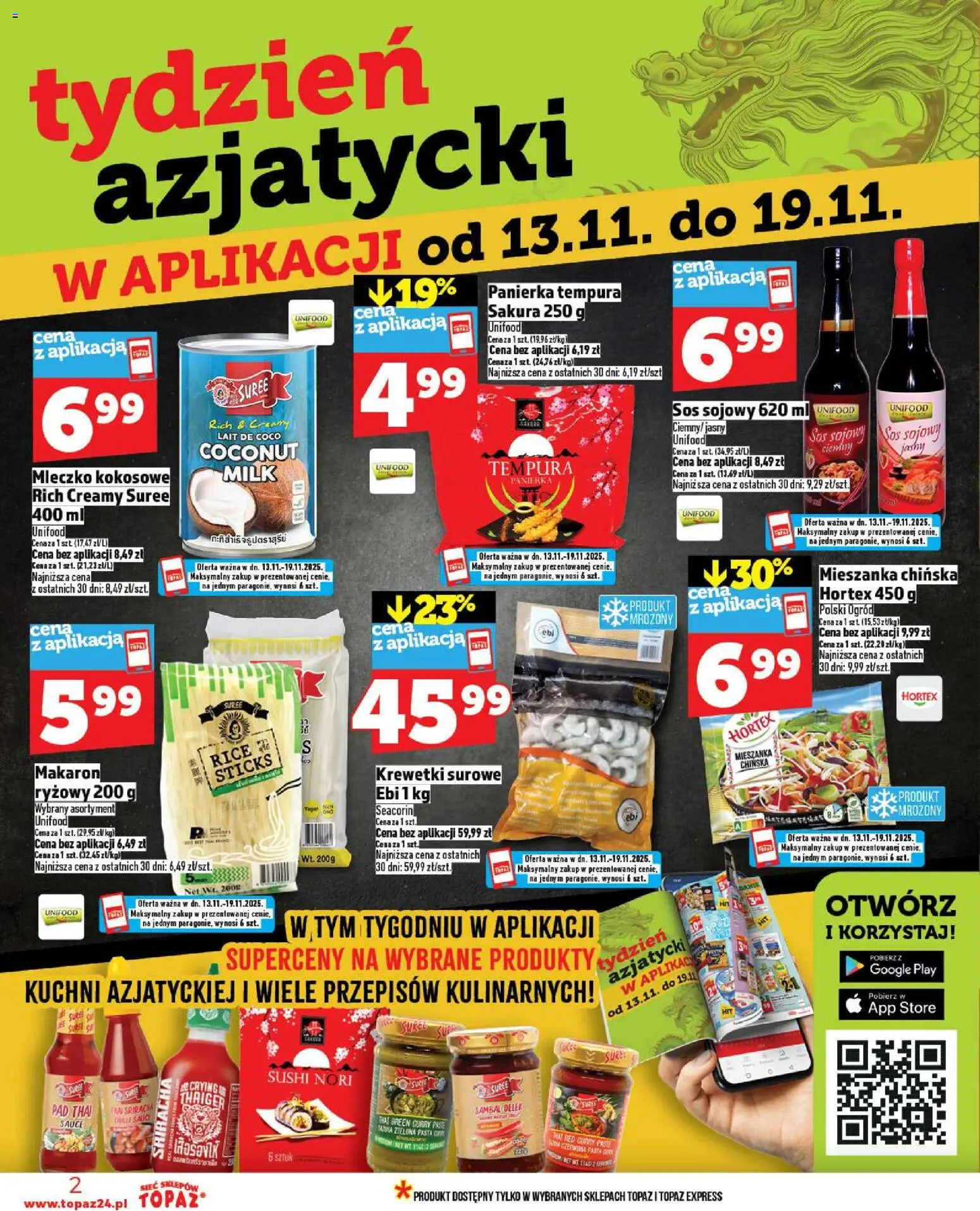 Topaz Gazetka od 13.11.2025 | Strona: 2 | Produkty: Curry, Krewetki, Mieszanka chińska, Sos