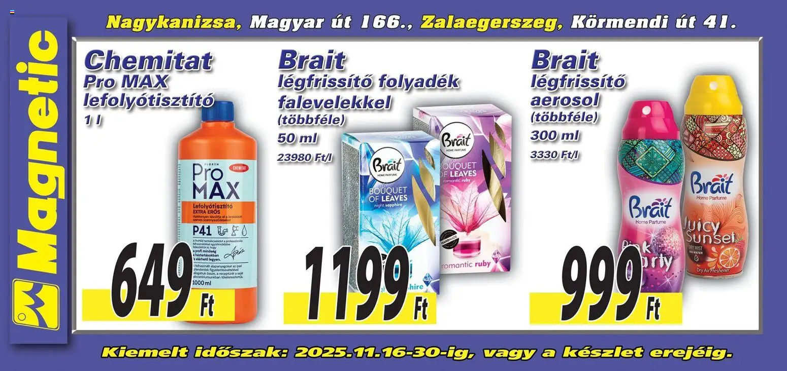 Magnetic akciós ujság - amely érvényes a következő dátumtól: 16.11.2025 | Oldal: 4 | Termékek: Légfrissítő