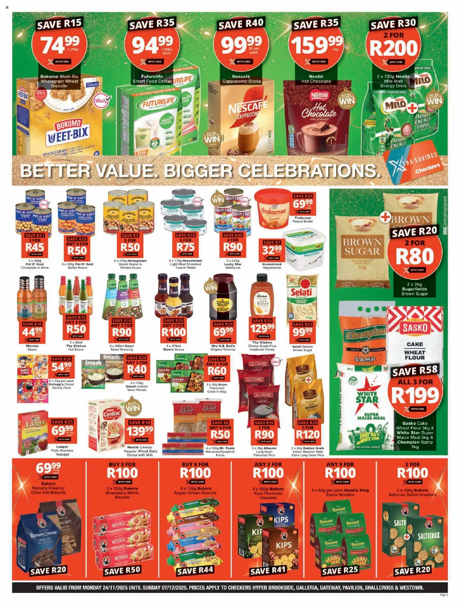 New Checkers catalogue – valid from 24.11.2025 | Page: 3 | Products: Light, Biscuits, Rice, Cream