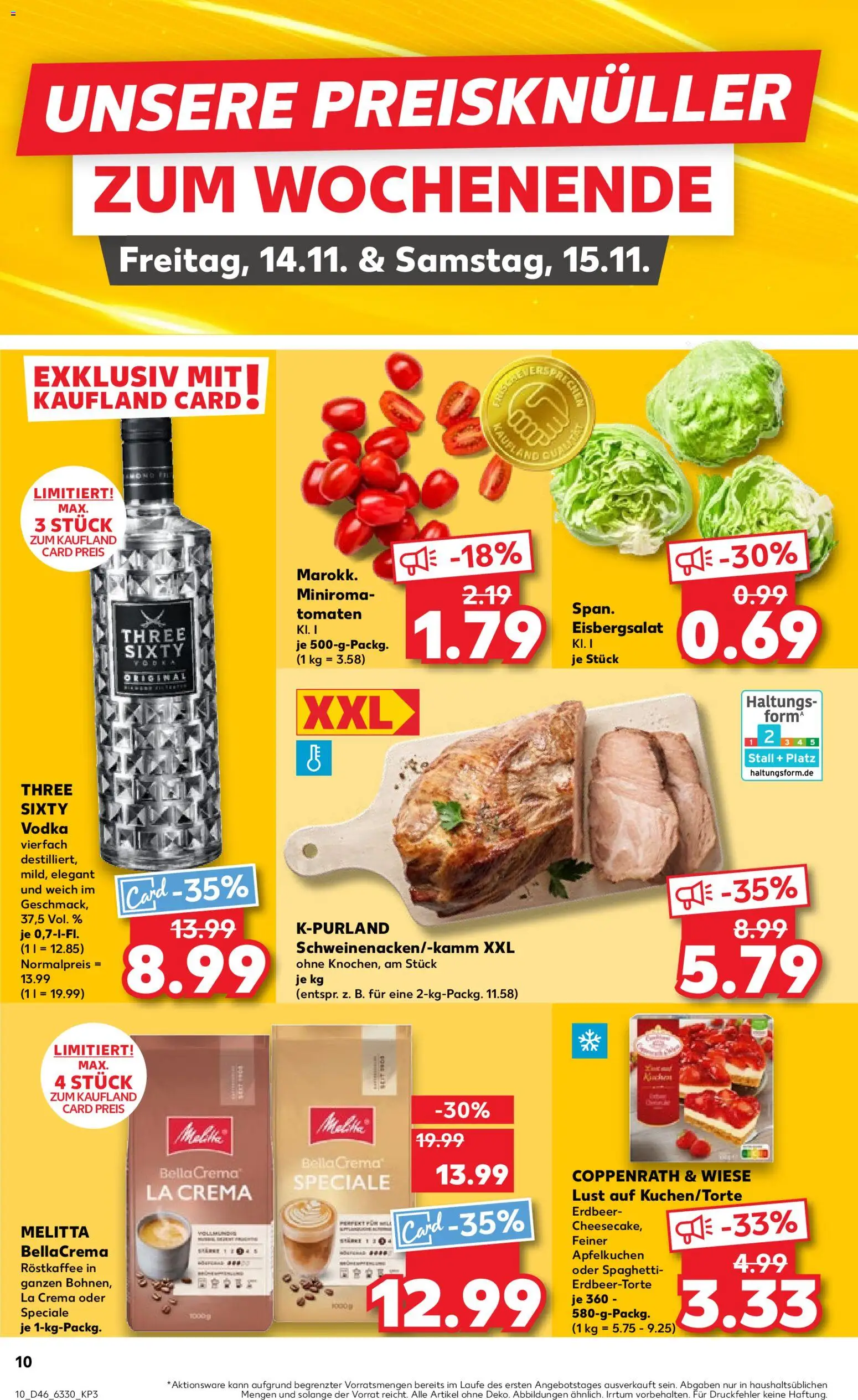 Kaufland prospekt Kiel	 – gültig ab 13.11.2025 | Seite: 10 | Produkte: Melitta, Tomaten, Eisbergsalat, Vodka