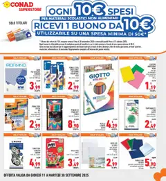 Volantino Conad del 11.09.2025 | Pagina: 19 | Prodotti: Notebook, Temperamatite, Quaderno, Correttore