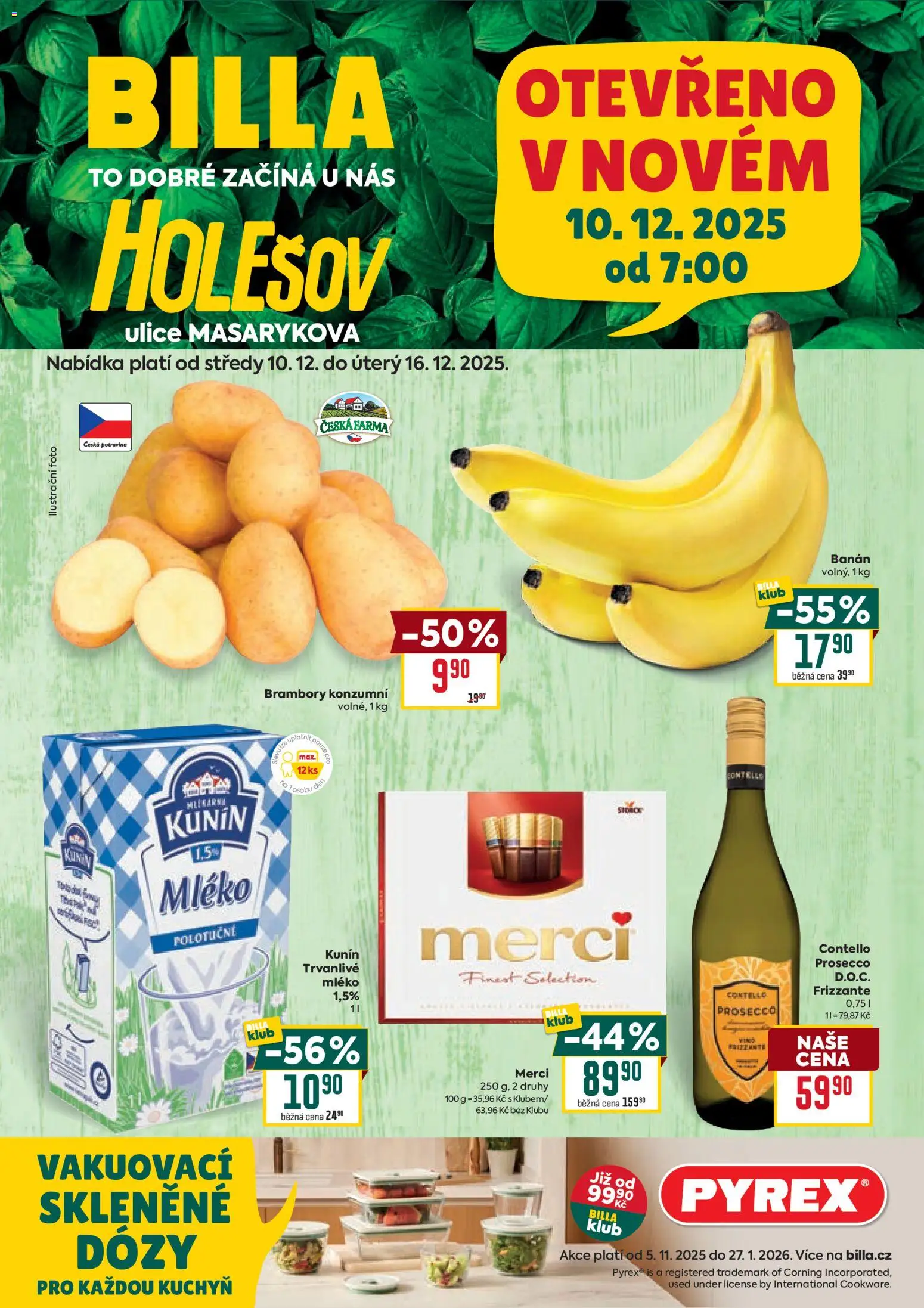 Billa leták - Speciál: Holešov od 10.12.2025 | Strana: 1 | Produkty: Dózy, Prosecco, Merci, Brambory