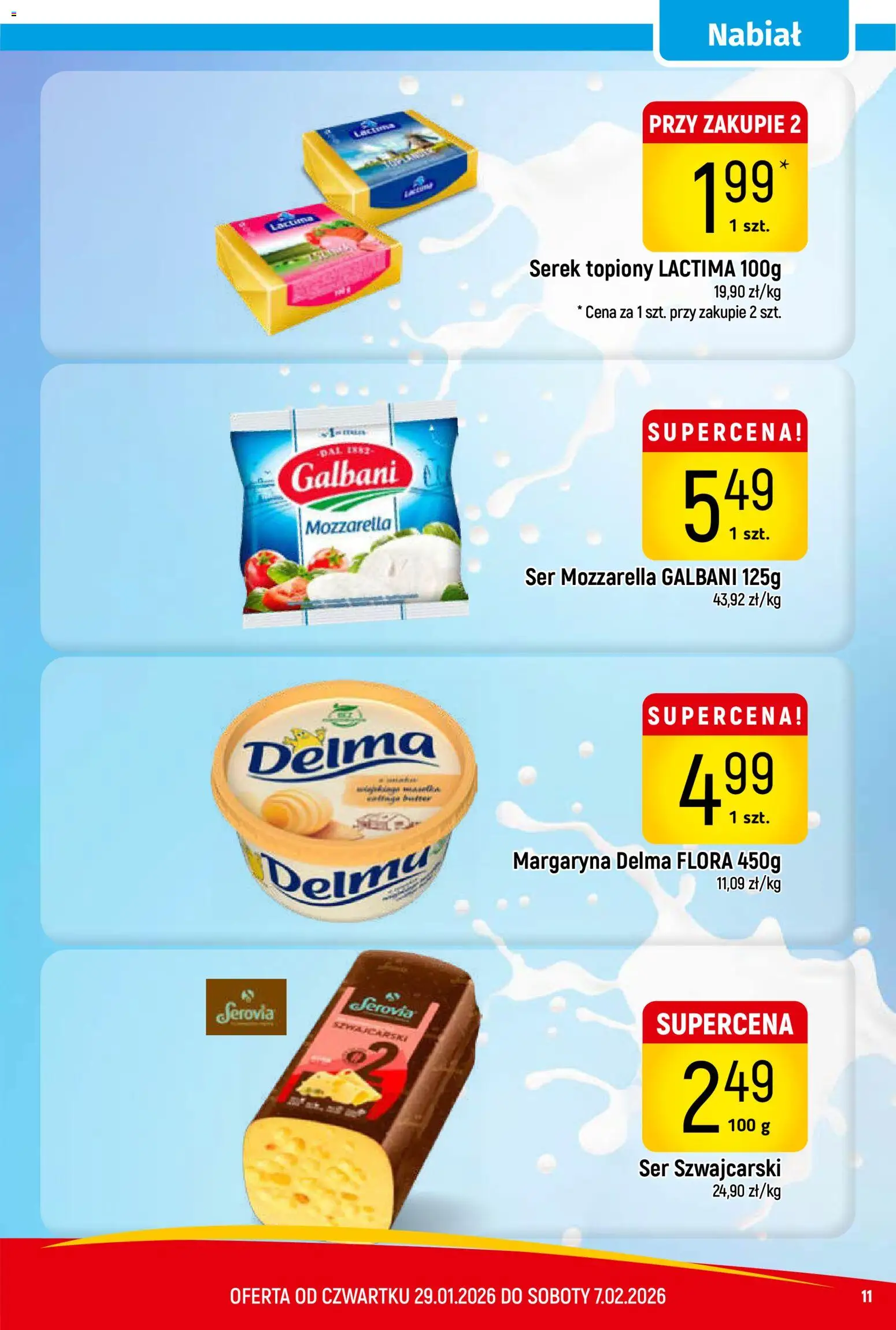 Piotruś Pan Gazetka od 29.01.2026 | Strona: 11 | Produkty: Serek, Ser, Mozzarella, Serek topiony