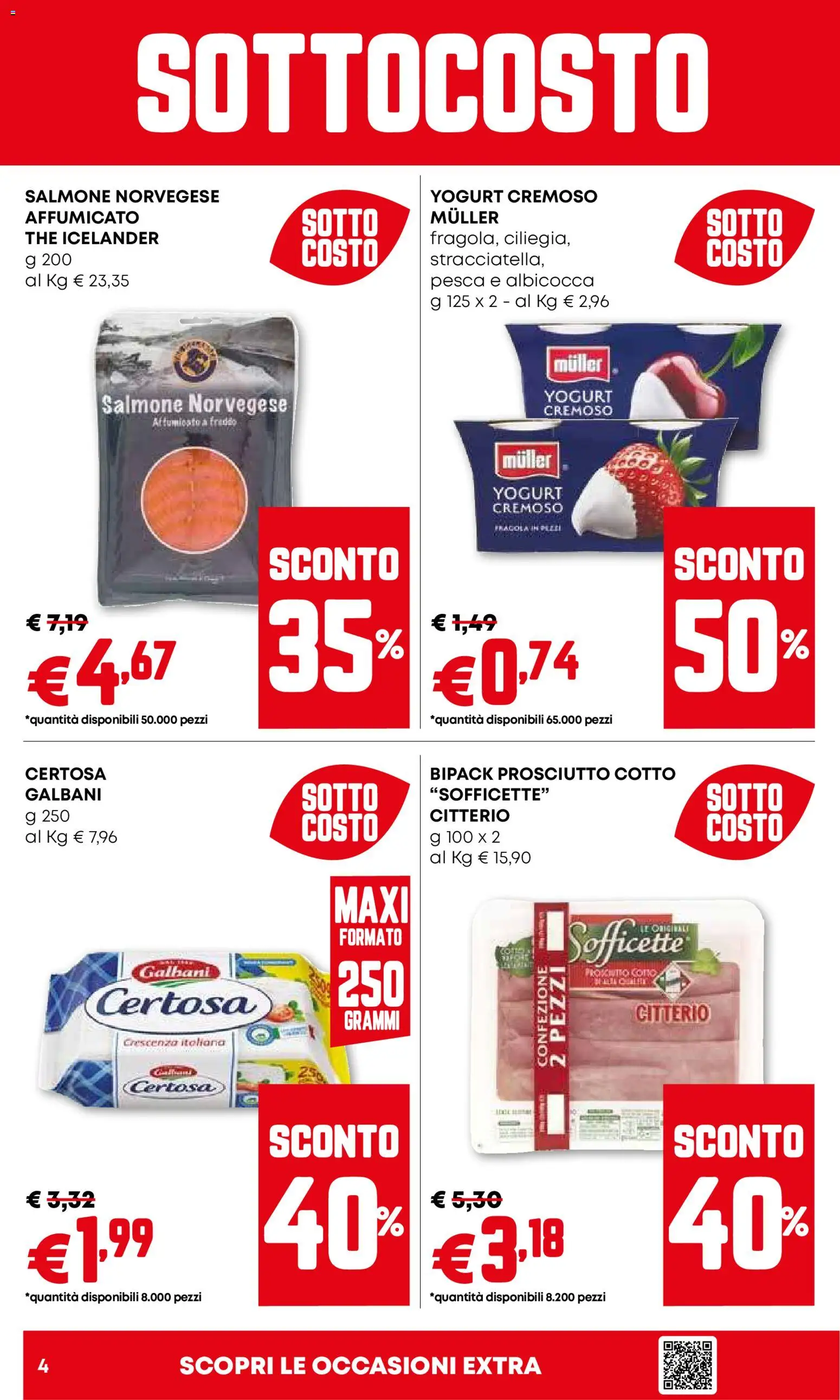 Volantino PAM del 29.01.2026 | Pagina: 4 | Prodotti: Prosciutto Cotto, Salmone, Prosciutto, Pesca