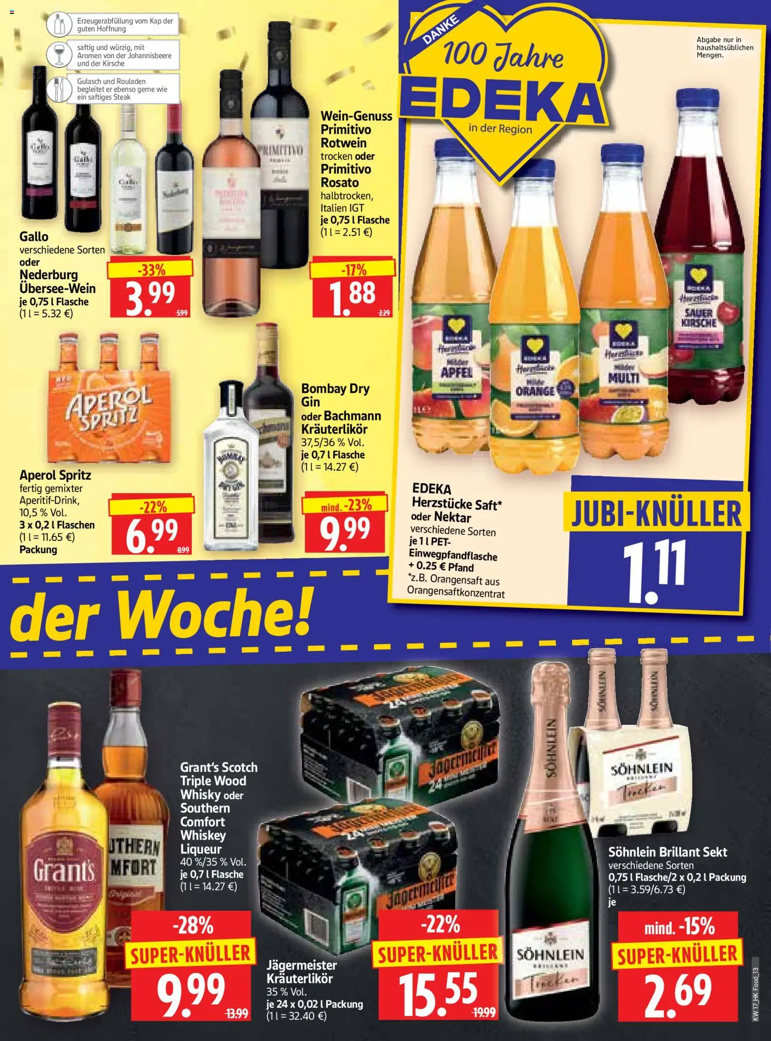 HERKULES Prospekt 	 – gültig ab 20.04.2026 | Seite: 13 | Produkte: Whisky, Sekt, Äpfel, Aperol
