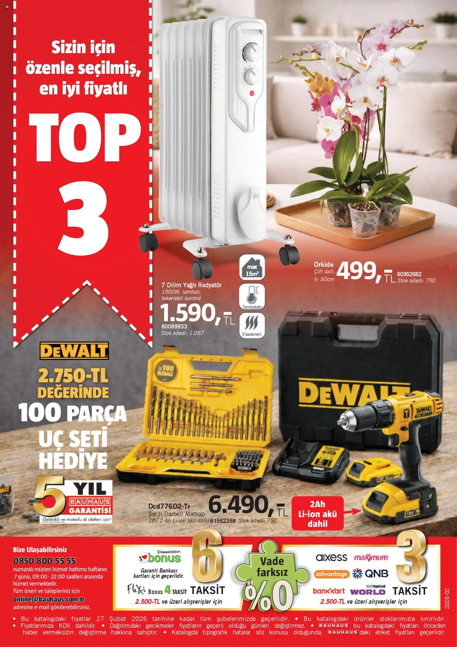 Bauhaus aktüel ürünler kataloğu yayımlandı! Bu hafta 31 Ocak 2026 - 27 Şubat 2026 günü Bauhaus indirimli ürünleri