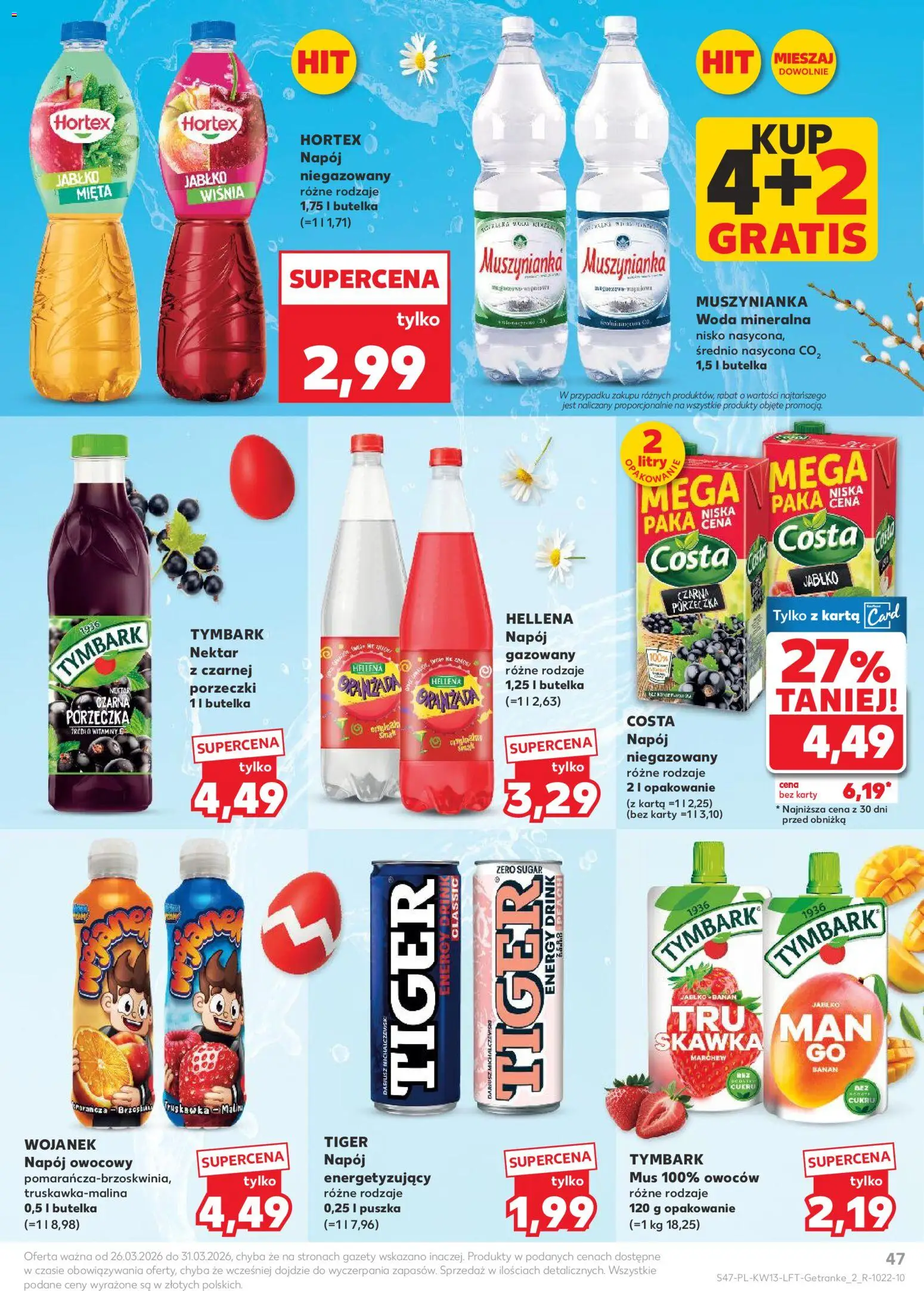 Kaufland Polsko leták od 26.03.2026 | Strana: 47 | Produkty: Tiger, Banán, Karty, Energy drink