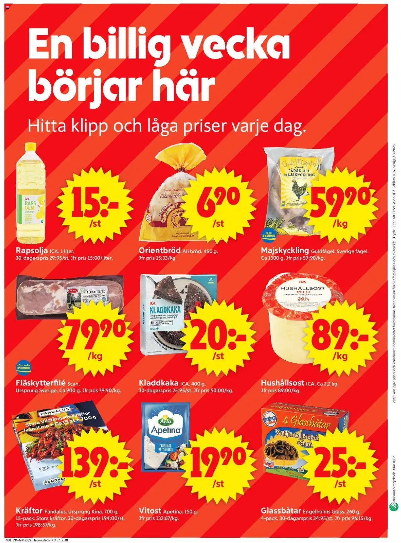 ICA Supermarket reklamblad aktuell från 28.07.2025 | Sida: 10 | Produkter: Fläskytterfilé, Hushållsost, Glassbåtar, Olja
