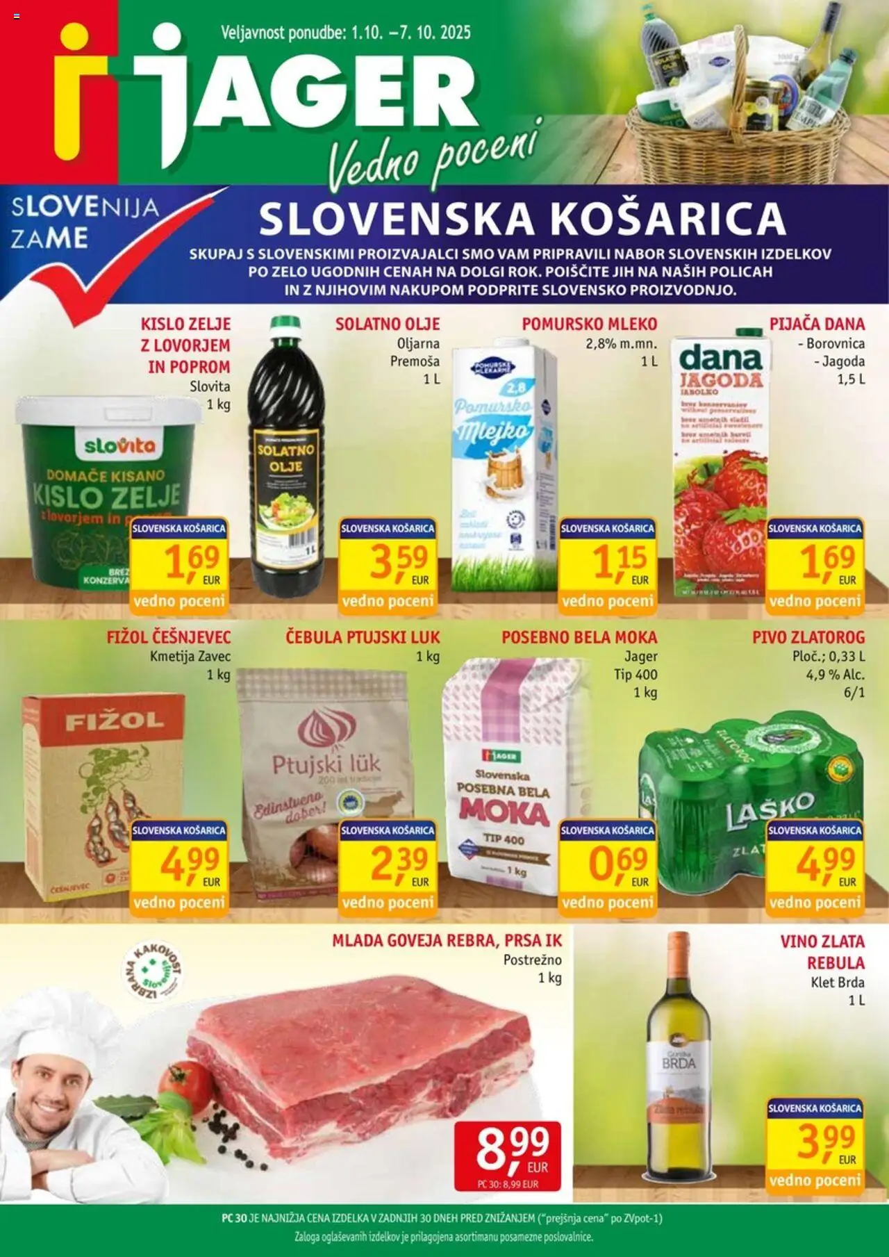 Novi Jager katalog ponudbe – veljaven od 01.10.2025 | Stran: 1 | Izdelki: Mleko, Olje, Vino, Pivo