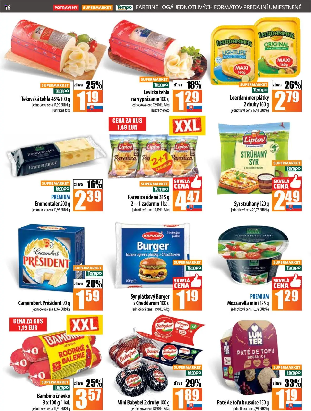 Nové COOP Jednota akcie – leták je platný od 16.10.2025 | Strana: 16 | Produkty: Syr, Mozzarella, Tofu