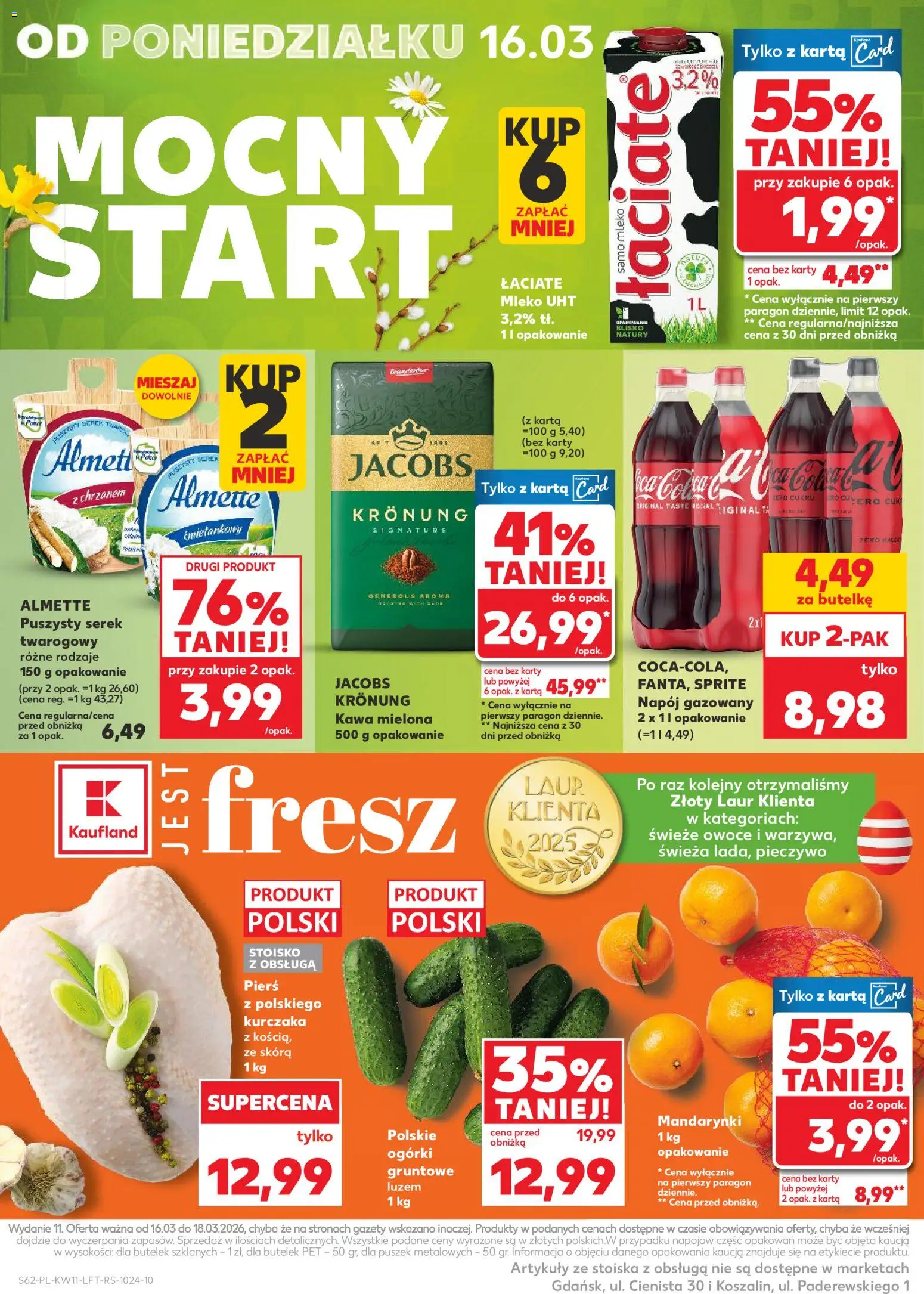 Kaufland Polsko leták od 12.03.2026 | Strana: 62 | Produkty: Vál, Mléko, Jacobs, Karty