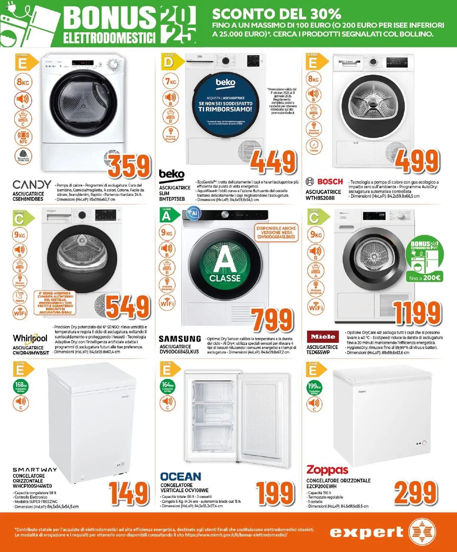 Volantino Expert del 29.01.2026 | Pagina: 3 | Prodotti: Asciugatrice, Congelatore, Miele, Samsung
