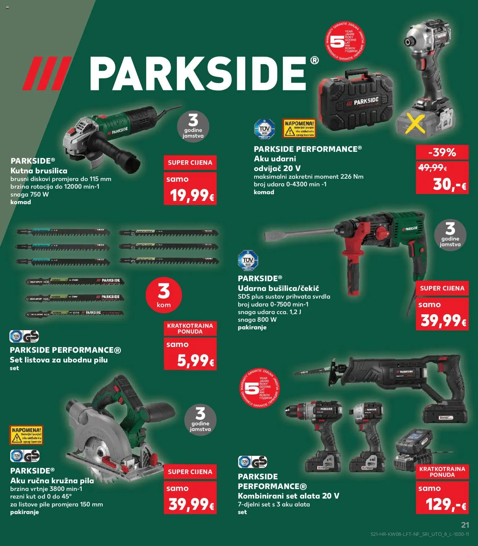 Kaufland katalog | vrijedi od 18.02.2026 | Stranica: 21 | Proizvodi: Brusilica, Pila, Odvijač, Parkside