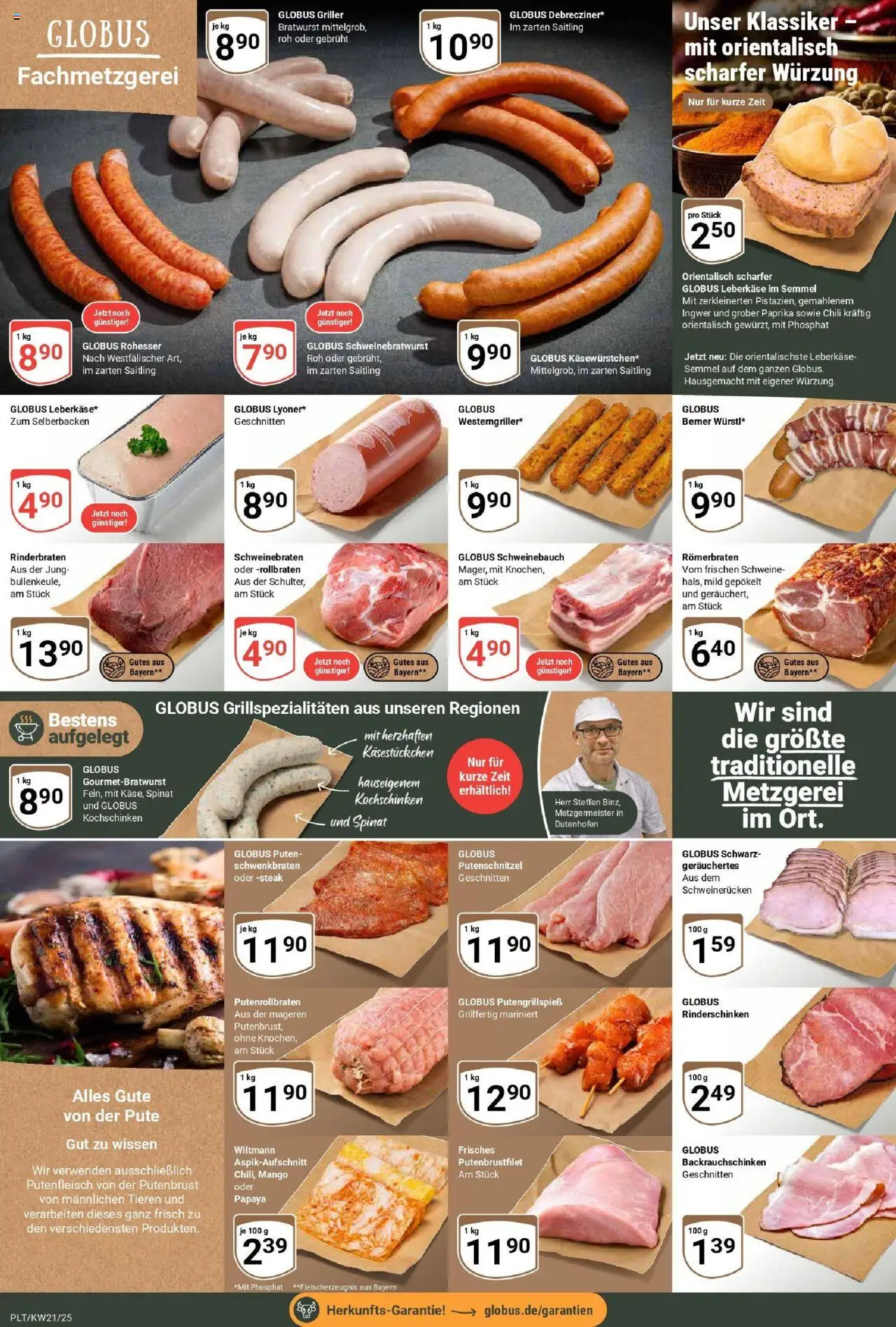 Globus prospekt Plattling	 - gültig ab dem 19.05.2025 | Seite: 7 | Produkte: Rinderbraten, Schweinebauch, Putenschnitzel, Chili