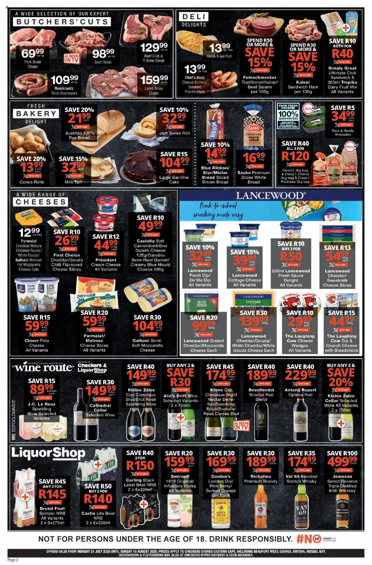 Checkers Eastern Cape - July Month-End Promotion │ valid from 21.07.2025 | Page: 2 | Products: Steak, Cottage cheese, Vodka, Onions