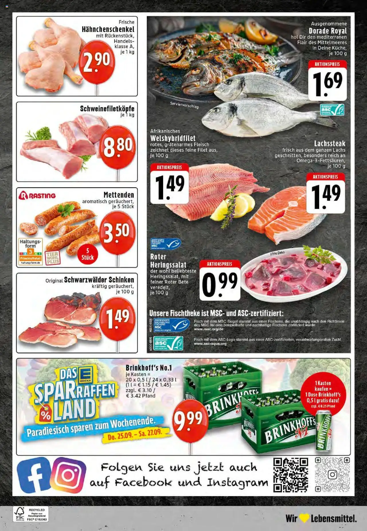 Edeka prospekt Dortmund-Eving	 – gültig ab 21.09.2025 | Seite: 24 | Produkte: Hahnchenschenkel, Fisch, Schinken, Steak