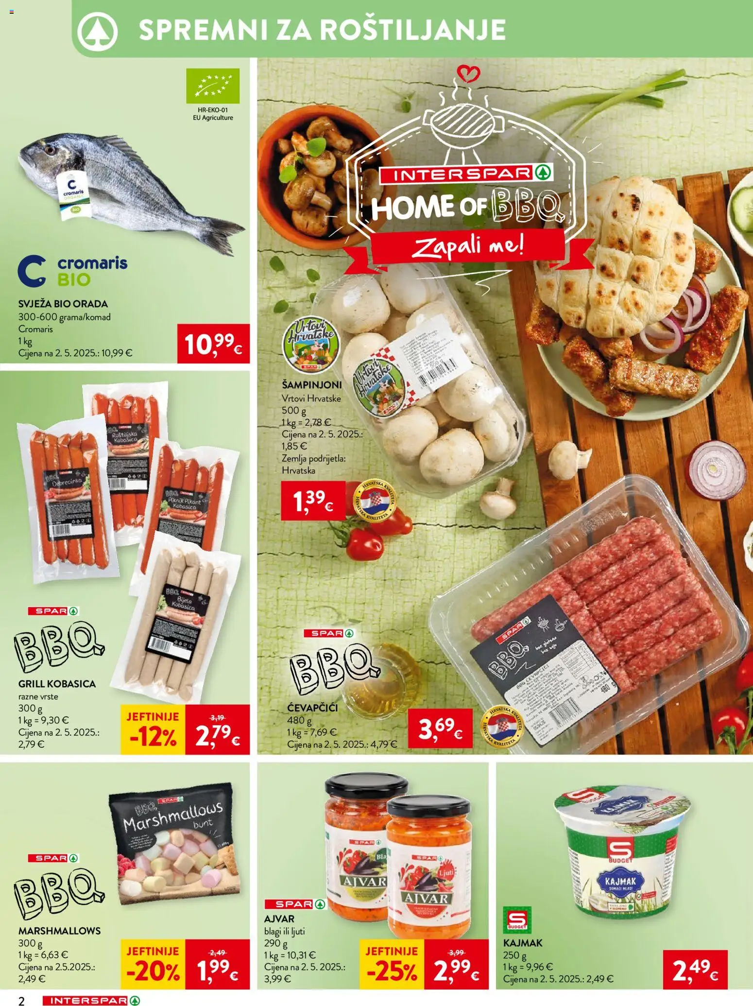 Interspar katalog | vrijedi od 15.04.2026 | Stranica: 2 | Proizvodi: Ajvar, Kajmak, Šampinjoni, Kobasica