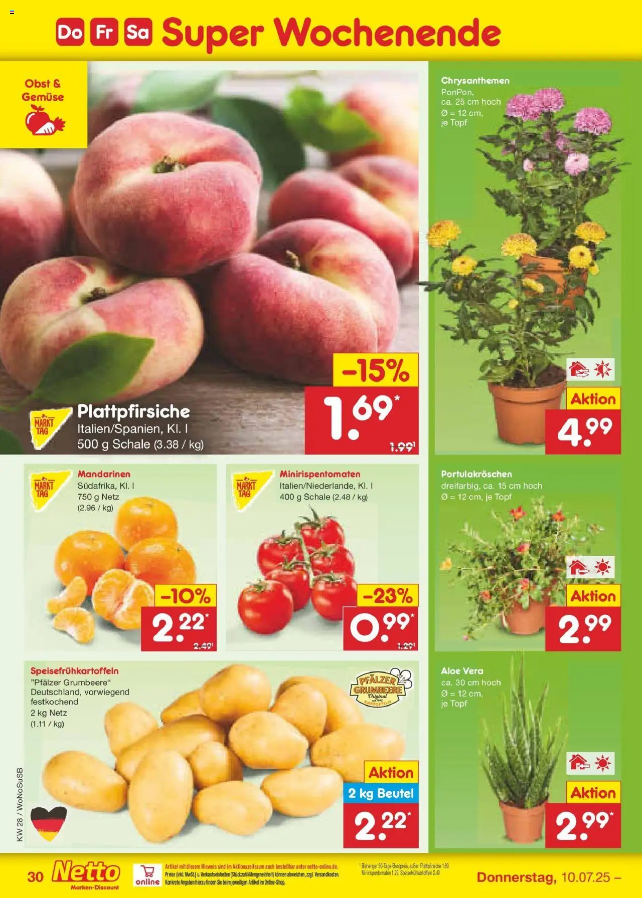 Netto Marken-Discount prospekt Lahnau	 - gültig ab dem 07.07.2025 | Seite: 46 | Produkte: Mandarinen, Kartoffeln, Gemüse, Obst