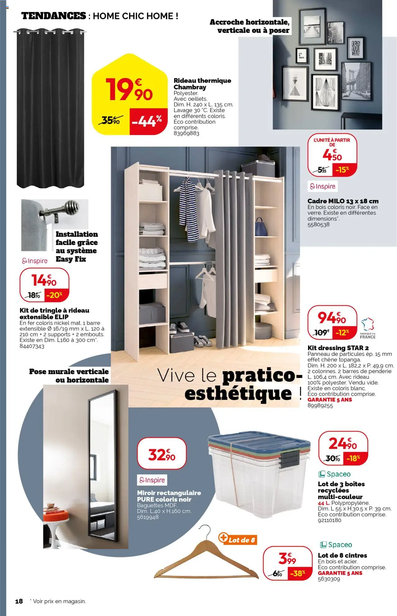 {H1} | Page: 18 | Produits: Kit dressing, Tringle à rideau, Dressing, Miroir