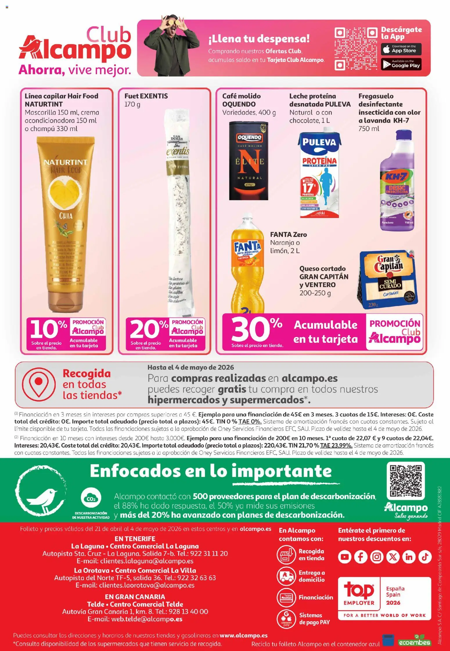 Alcampo Canarias │ válido desde el 21.04.2026 | Página: 32 | Productos: Leche, Queso, Café molido, Crema