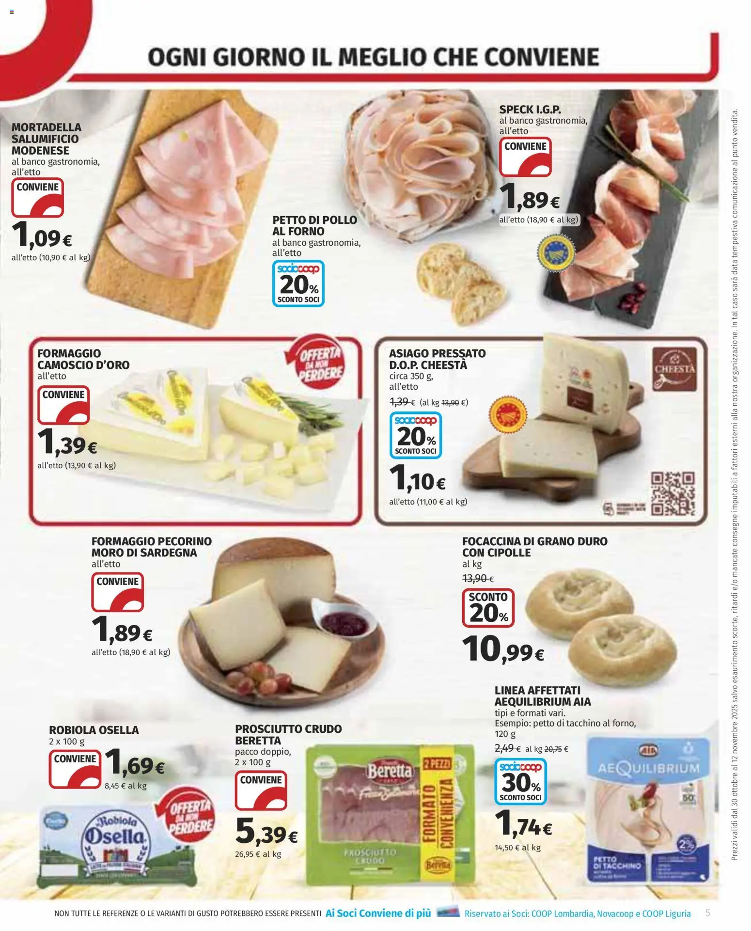 Volantino COOP del 30.10.2025 | Pagina: 5 | Prodotti: Speck, Pollo, Tacchino, Robiola
