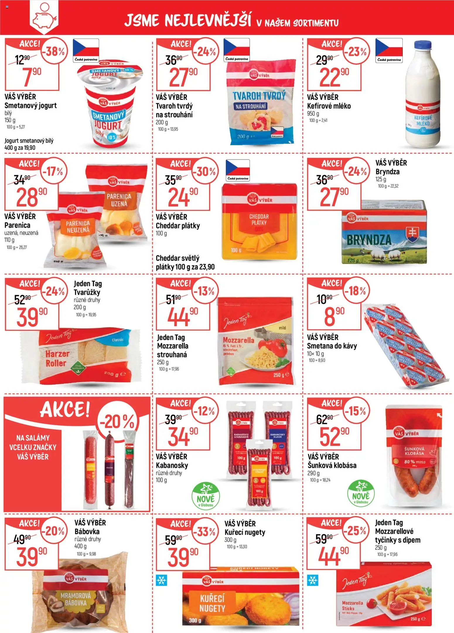 Globus leták - Trmice od 22.04.2026 | Strana: 3 | Produkty: Mléko, Jogurt, Mozzarella sticks, Kabanosky