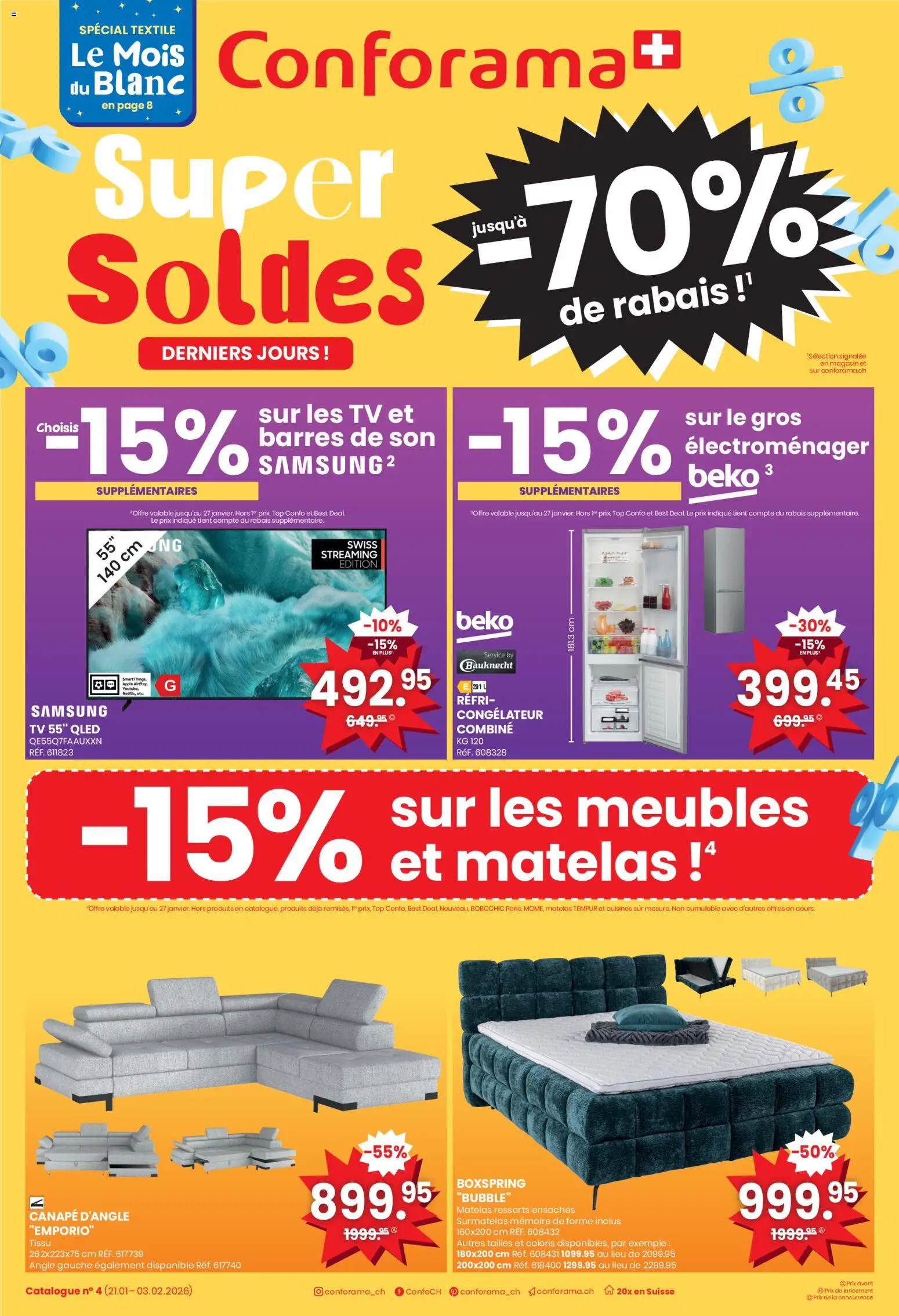 Conforama Aktionen FR – gültig ab 21.01.2026 | Seite: 1 | Produkte: TV, Top, Apple, Samsung