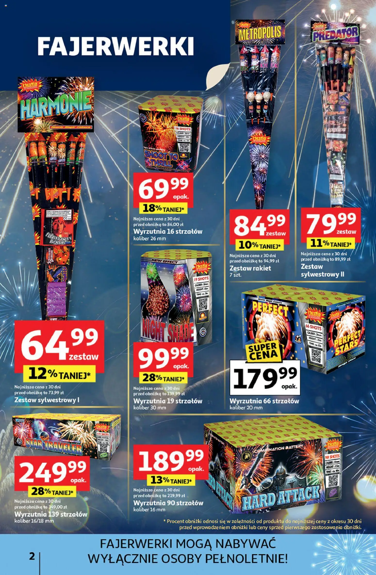 Auchan Gazetka - Sylwestrowe Okazje od 27.12.2025 | Strona: 2 | Produkty: Wyrzutnia, Fajerwerki
