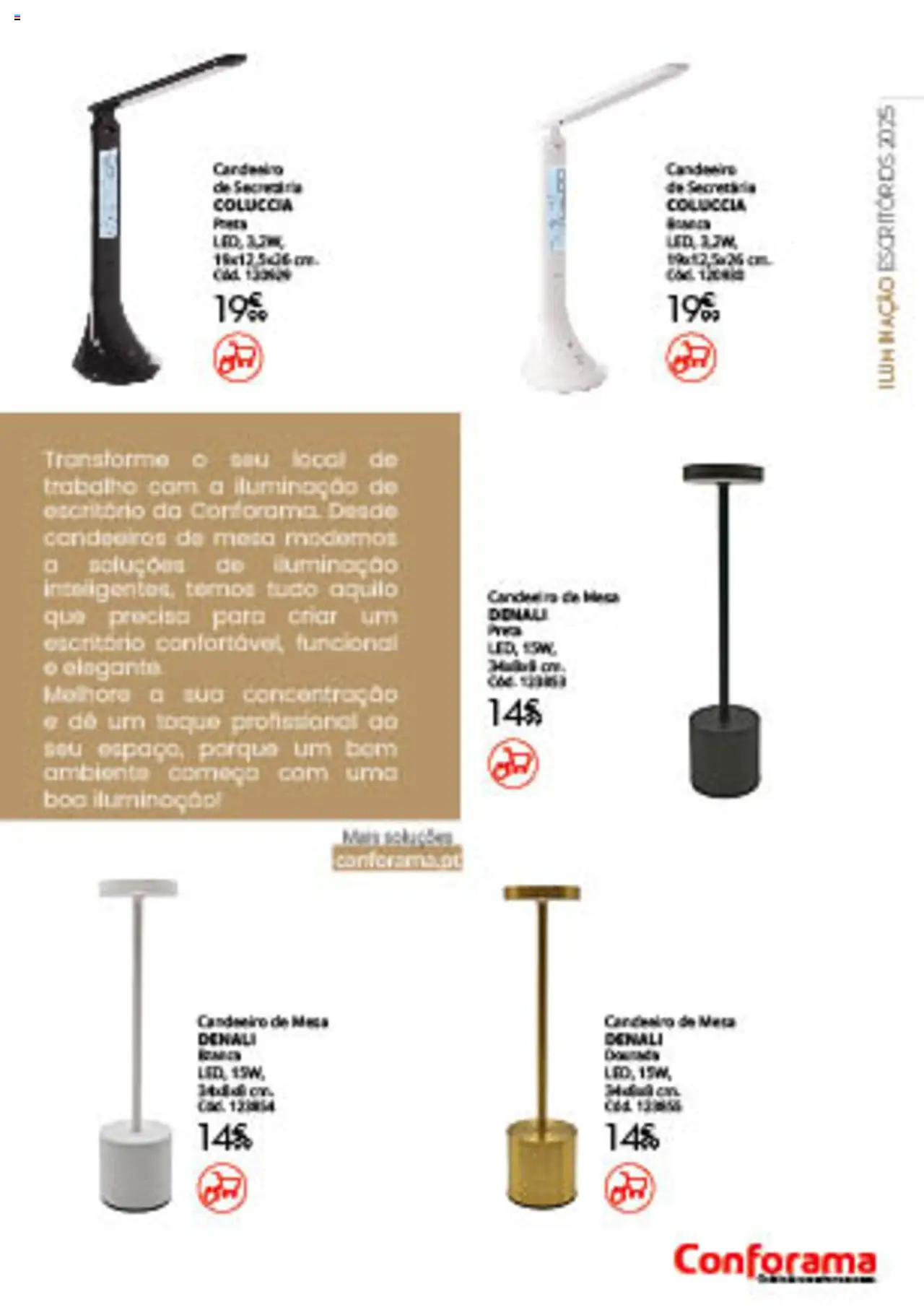 Conforama folheto │ válido de 13.08.2025 | Página: 25 | Produtos: Candeeiro, Mesa