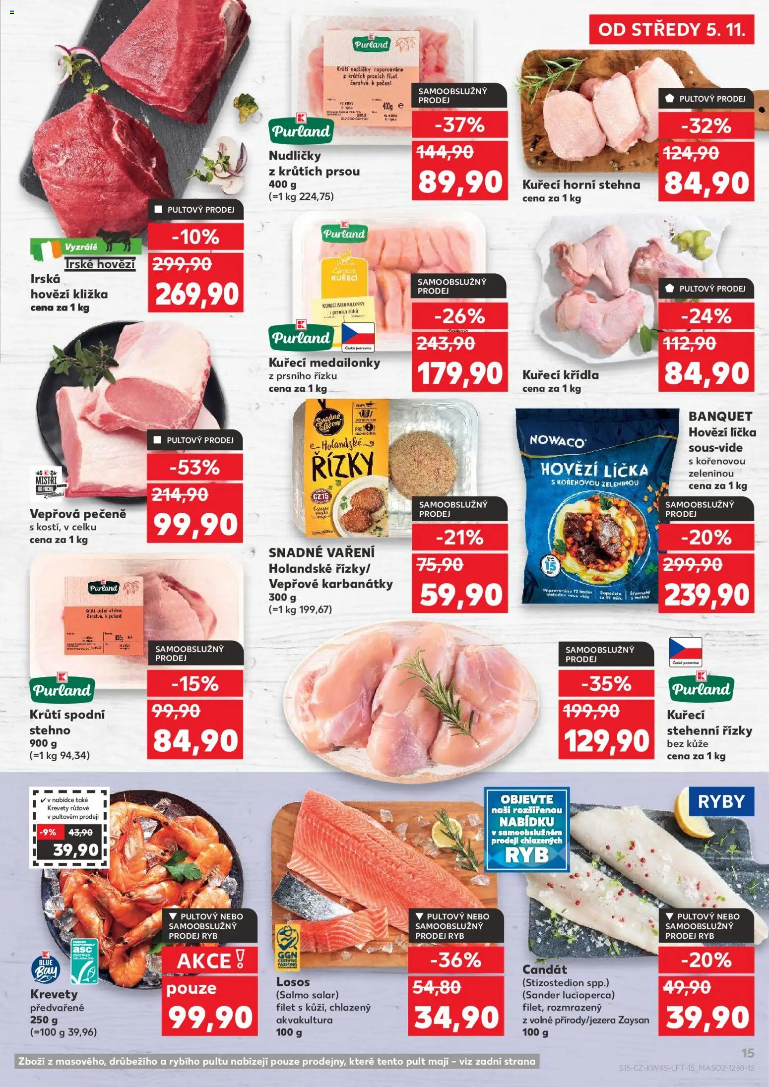 Kaufland leták - Kolín od 05.11.2025 | Strana: 15 | Produkty: Irské hovězí, Losos, Candát, Kuřecí Křídla