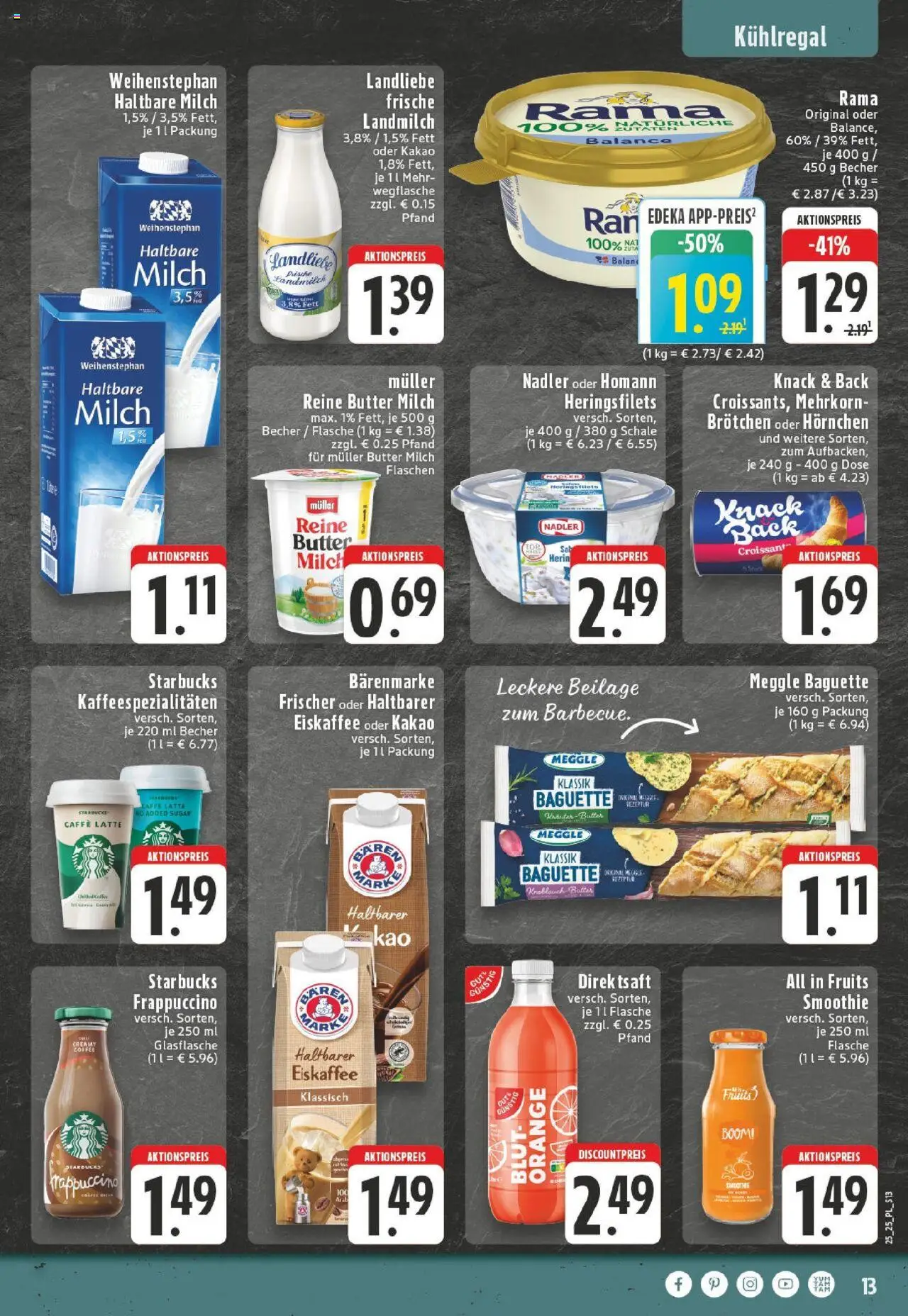 Edeka prospekt Titz	 - gültig ab dem 15.06.2025 | Seite: 13 | Produkte: Margarine, Milch, Baguette, Croissant