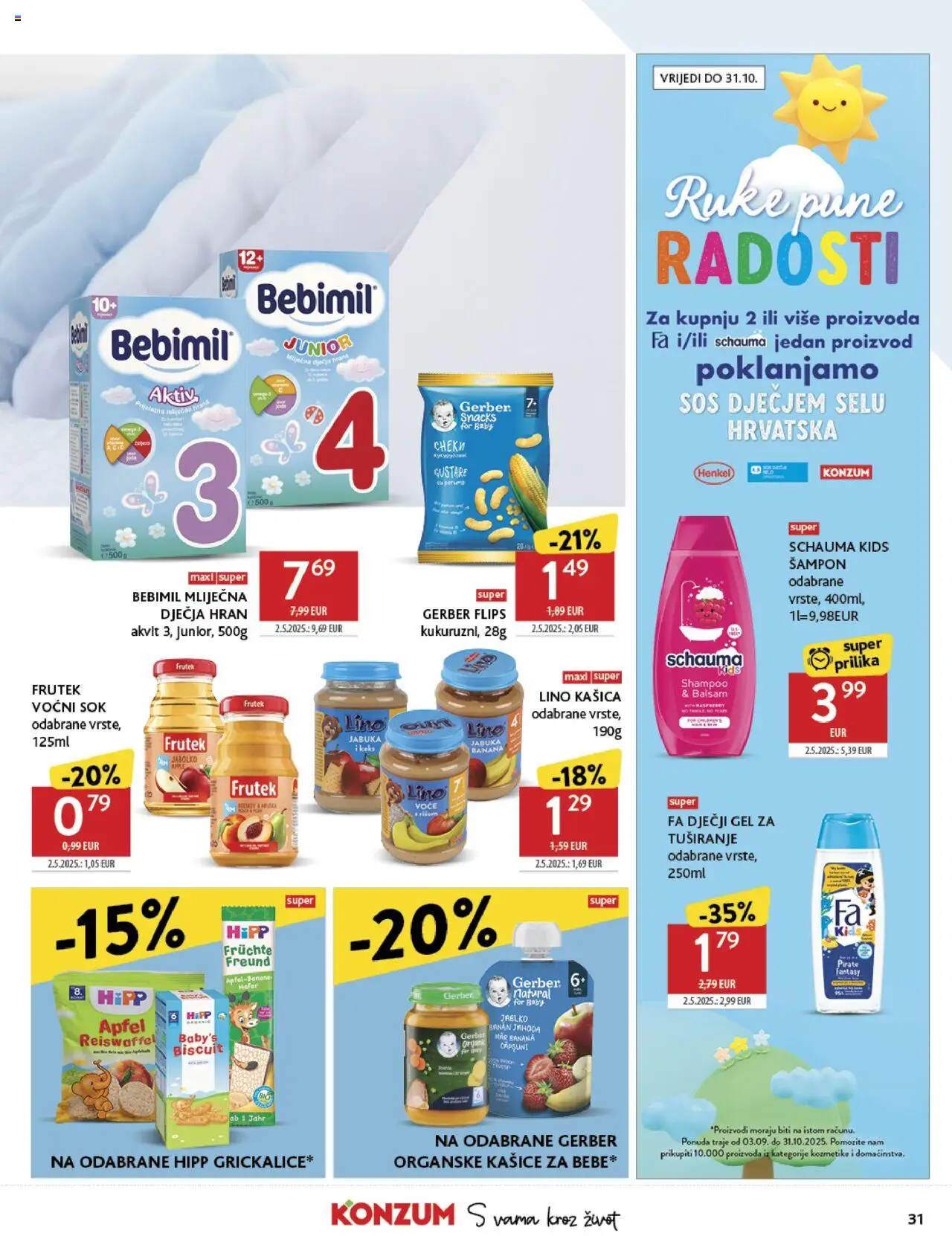 Konzum HR akciós ujság - amely érvényes a következő dátumtól: 24.09.2025 | Oldal: 31 | Termékek: Sampon, Banán