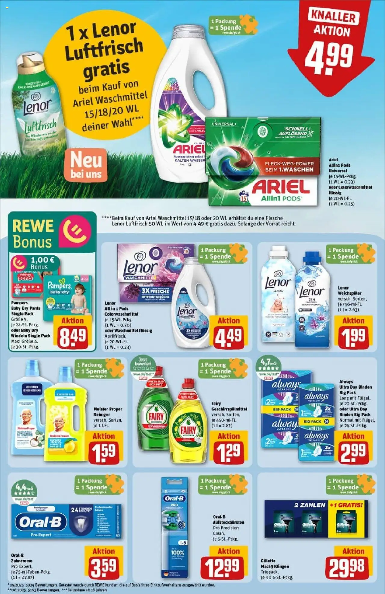 Rewe prospekt Bielefeld	 – gültig ab 19.10.2025 | Seite: 29 | Produkte: Lenor, Wasser, Weichspüler, Geschirrspülmittel