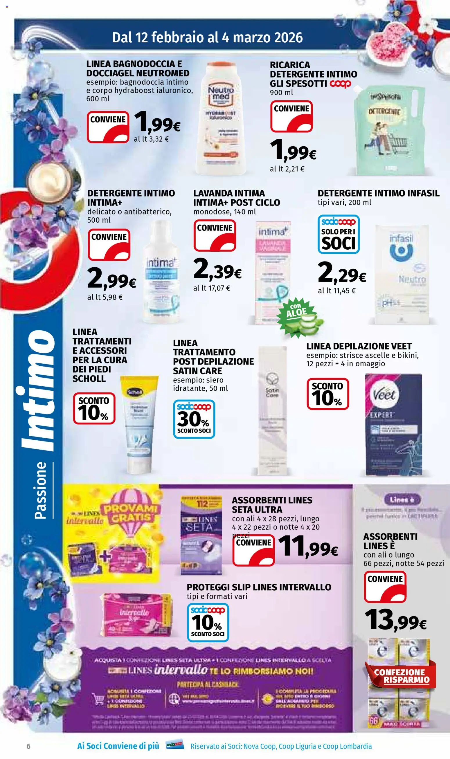 Volantino Ipercoop del 12.02.2026 | Pagina: 6 | Prodotti: Detergente, Tè, Intimo, Slip