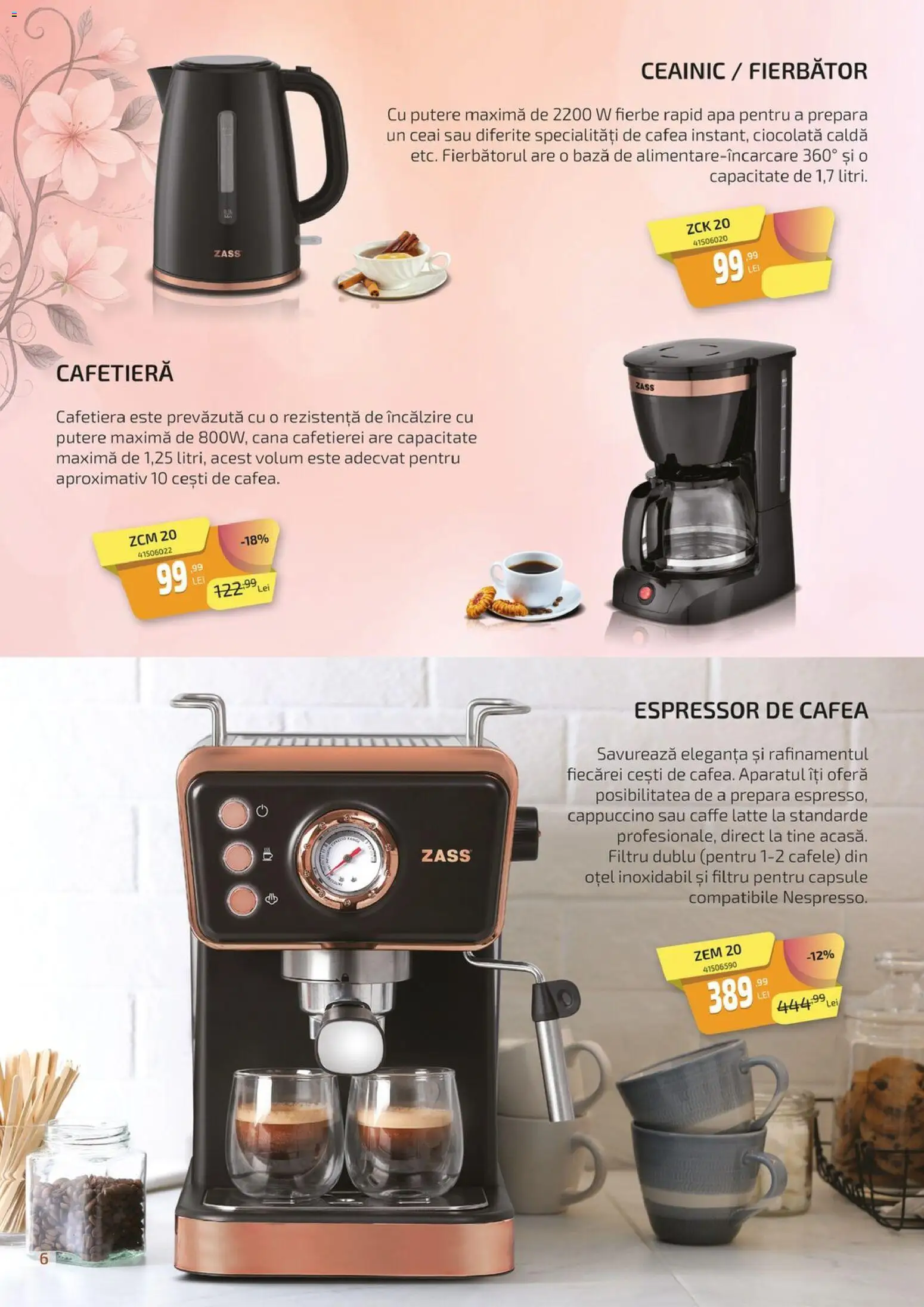 Noul catalog Carrefour – valabil de la 27.02.2026 | Pagină: 6 | Produse: Espressor, Cafetieră, Ceainic, Ciocolată