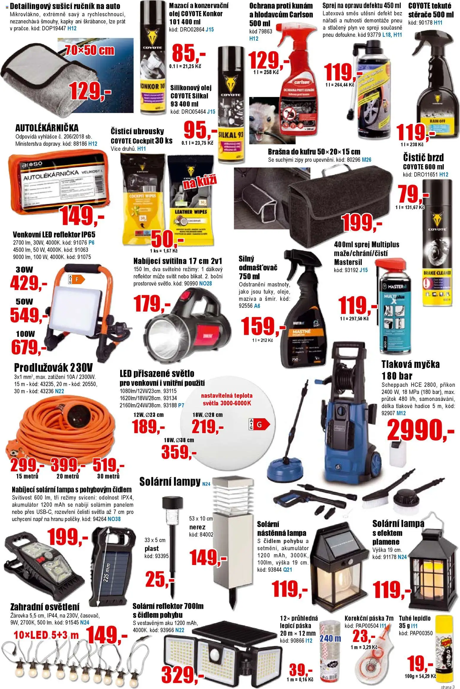 Eva supermarket leták od 25.02.2026 | Strana: 3 | Produkty: Reflektor, Lampa, Autolékárnička, Odmašťovač