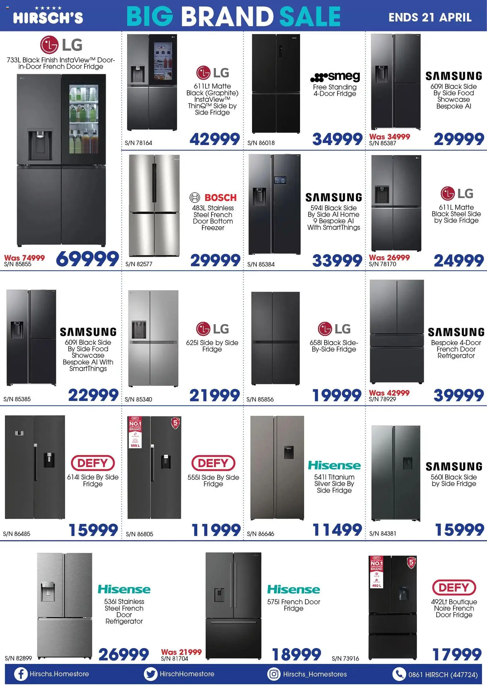 New Hirsch's catalogue – valid from 13.04.2026 | Page: 1 | Products: Refrigerator, Freezer, Fridge