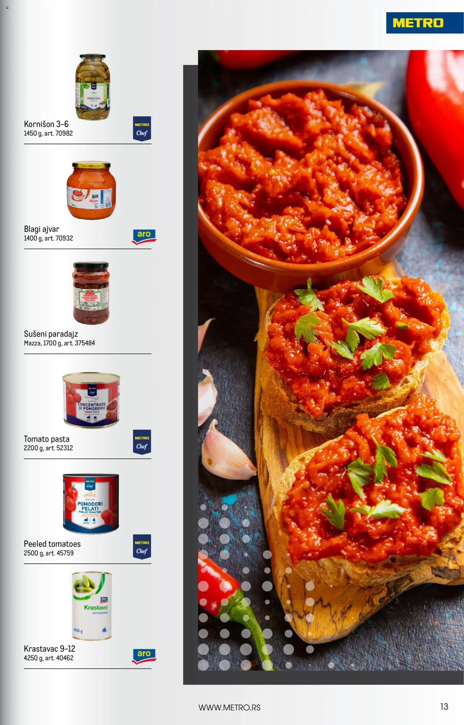 Metro katalog - važi od 01.01.2026 | Strana: 13 | Proizvode: Ajvar, Krastavci, Sušeni paradajz, Paradajz