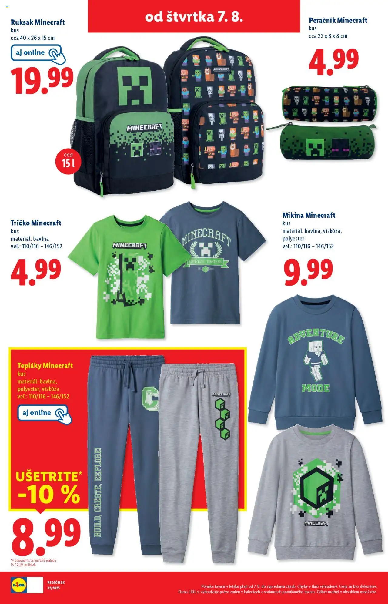 Lidl leták │ platný od 04.08.2025 | Strana: 86 | Produkty: Peračník, Tričko, Mikina, Ruksak